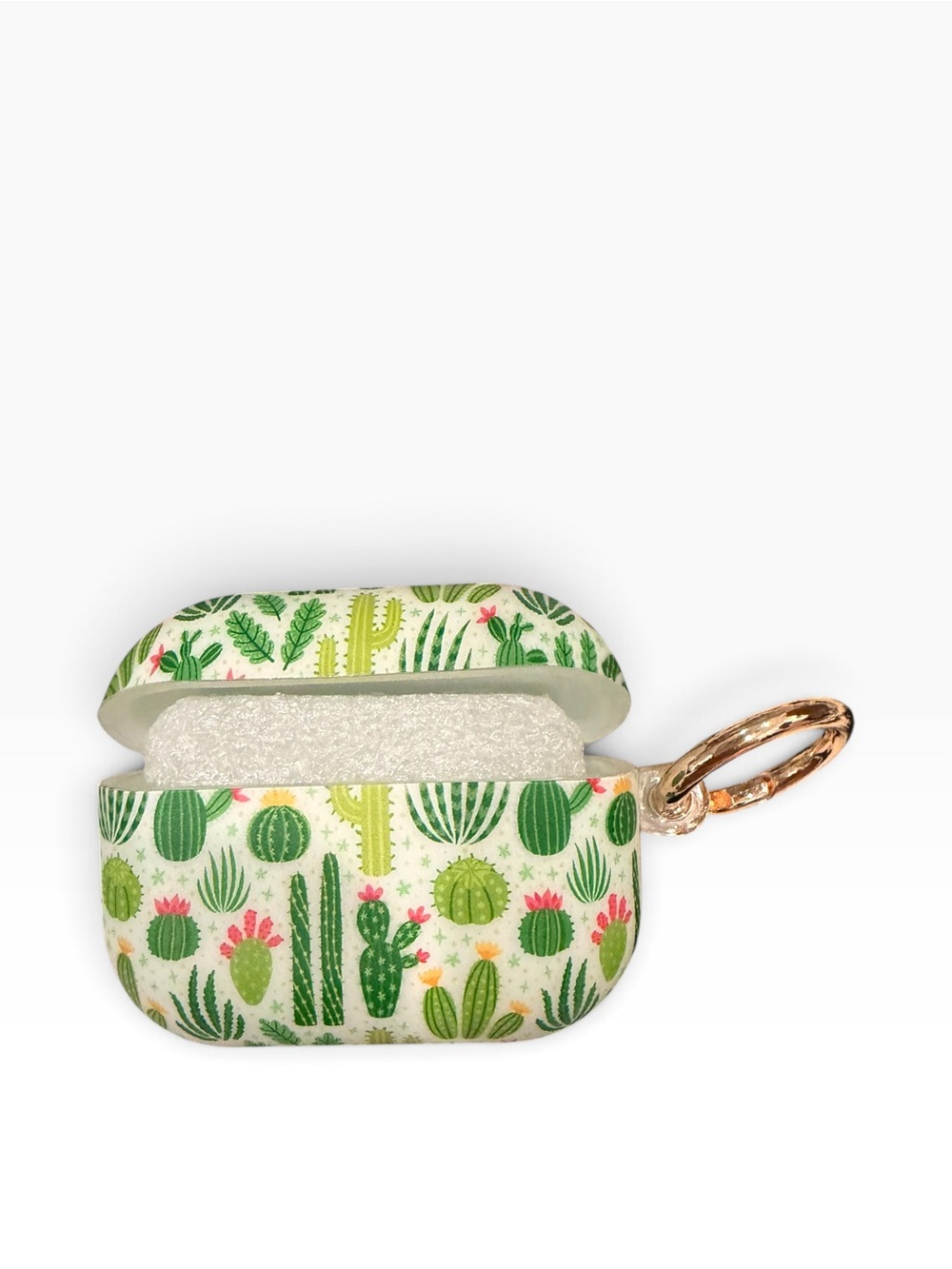 New- Cactus Print AirPods Case with Rose Gold Keyring